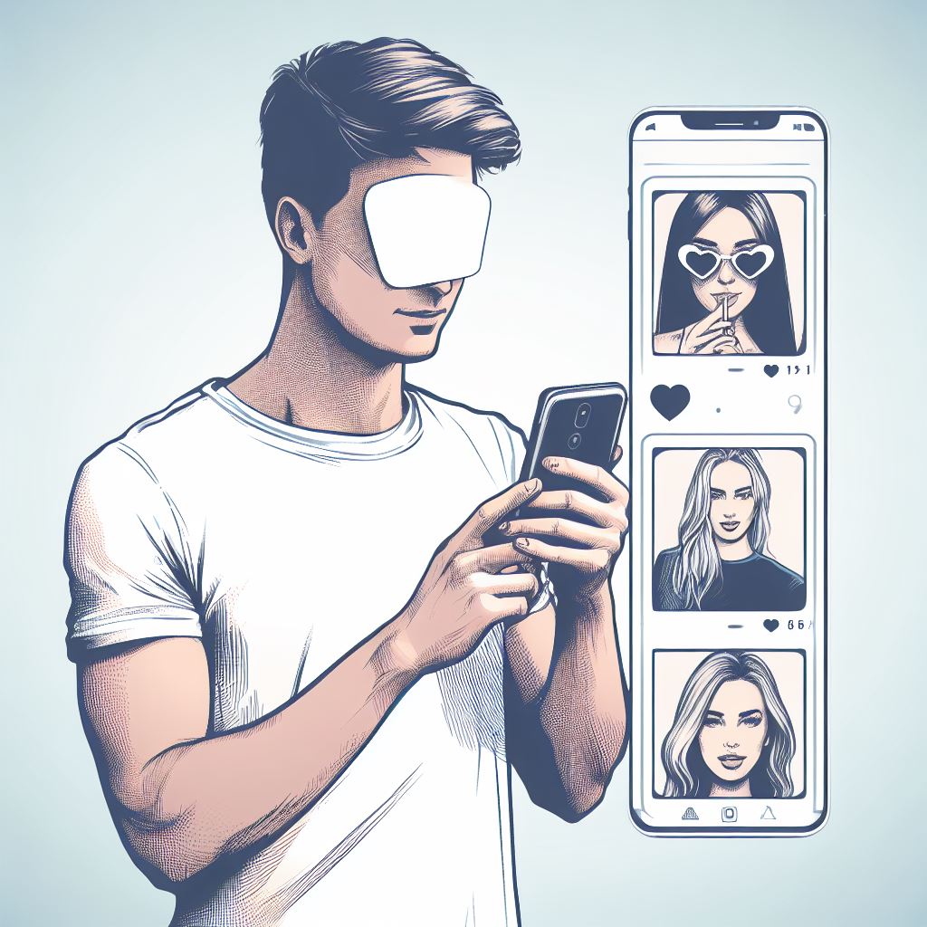 Una imagen sobre el ligue en Instagram generada por la Inteligencia Artificial de Bing Chat.