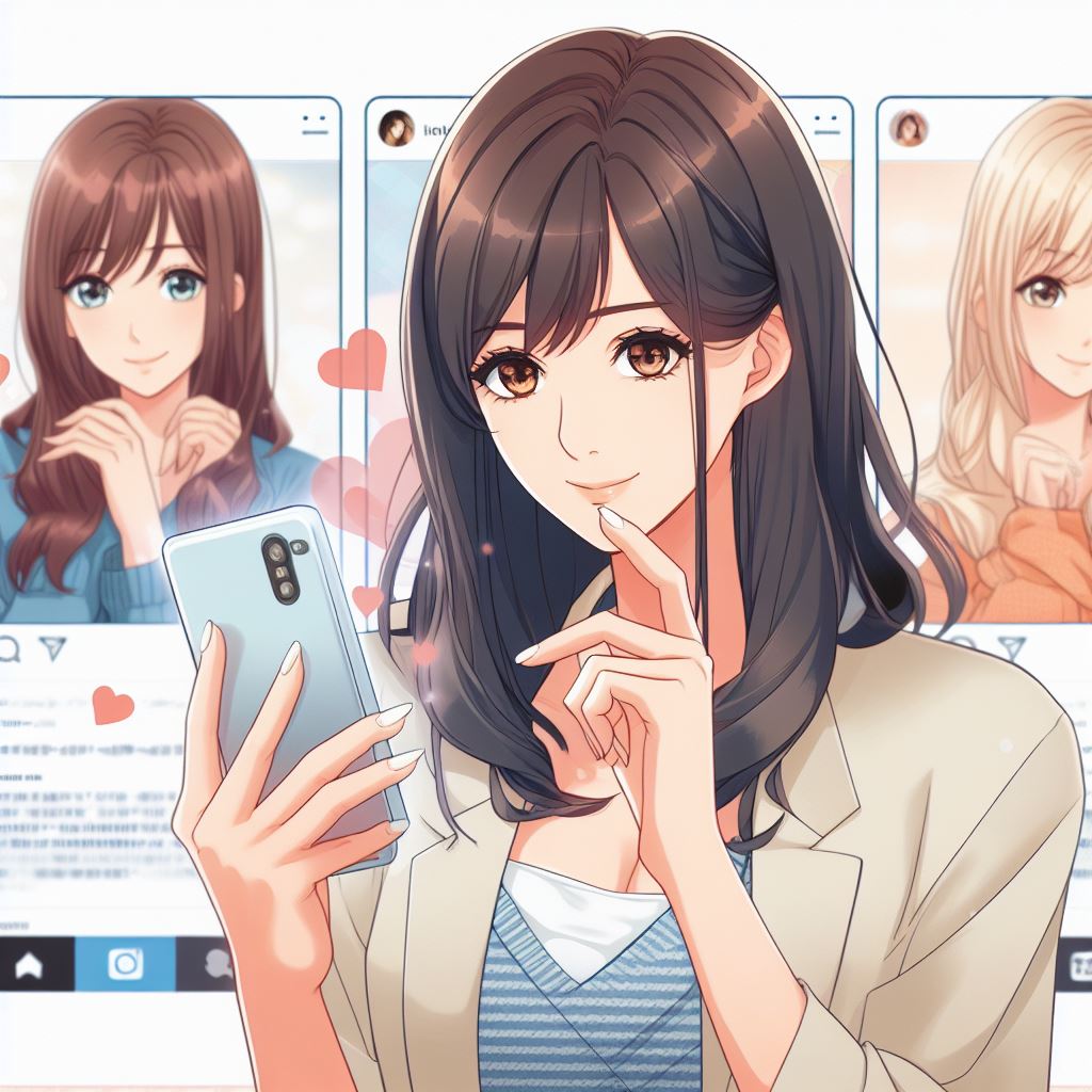 Una imagen sobre el ligue en Instagram generada por la Inteligencia Artificial de Bing Chat.
