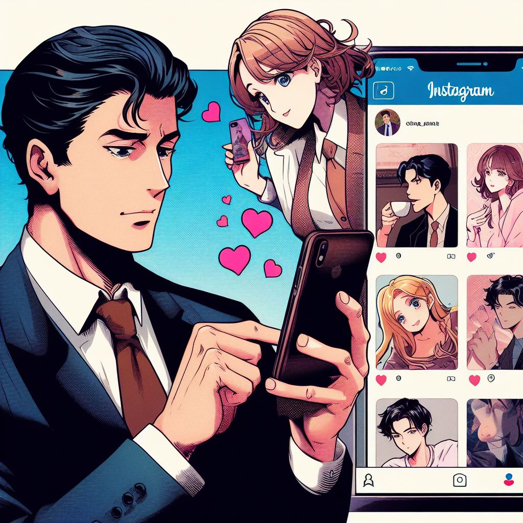 Una imagen sobre el ligue en Instagram generada por la Inteligencia Artificial de Bing Chat.